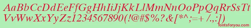 TimesTenCyrillicInclined Font – Red Fonts on Green Background