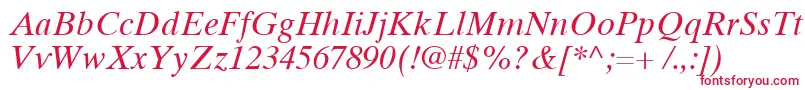 TimesTenCyrillicInclined Font – Red Fonts on White Background