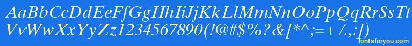 TimesTenCyrillicInclined Font – Yellow Fonts on Blue Background