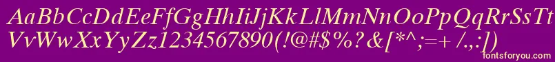 TimesTenCyrillicInclined Font – Yellow Fonts on Purple Background