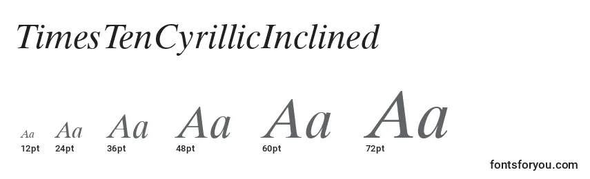 Размеры шрифта TimesTenCyrillicInclined