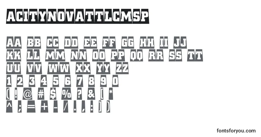 Czcionka ACitynovattlcmsp – alfabet, cyfry, specjalne znaki