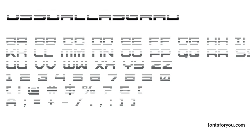 Schriftart Ussdallasgrad – Alphabet, Zahlen, spezielle Symbole