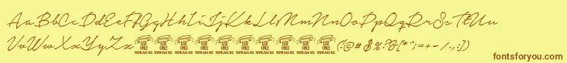 NoteraPersonaluseonly Font – Brown Fonts on Yellow Background