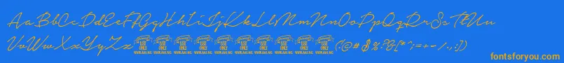 NoteraPersonaluseonly Font – Orange Fonts on Blue Background