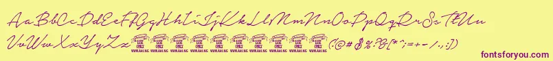 NoteraPersonaluseonly Font – Purple Fonts on Yellow Background