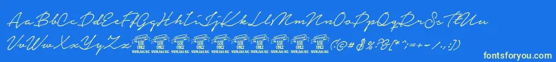 NoteraPersonaluseonly Font – Yellow Fonts on Blue Background