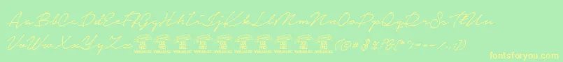 NoteraPersonaluseonly Font – Yellow Fonts on Green Background