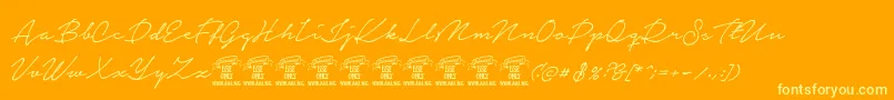 NoteraPersonaluseonly Font – Yellow Fonts on Orange Background
