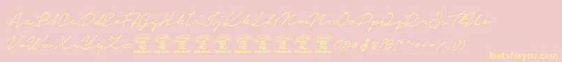 NoteraPersonaluseonly Font – Yellow Fonts on Pink Background