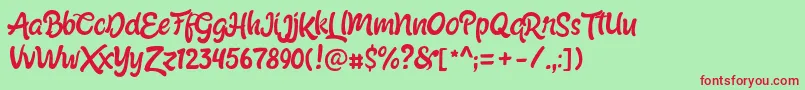 ShabrinaRegularFree Font – Red Fonts on Green Background