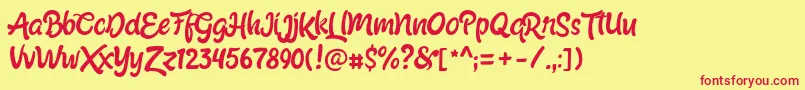 ShabrinaRegularFree-fontti – punaiset fontit keltaisella taustalla