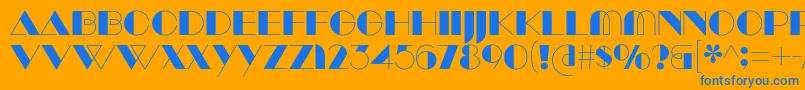 ManbowSolid-Schriftart – Blaue Schriften auf orangefarbenem Hintergrund