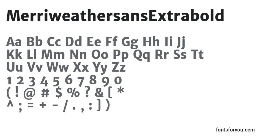Шрифт MerriweathersansExtrabold – алфавит, цифры, специальные символы