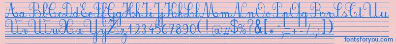 Seyesbde-Schriftart – Blaue Schriften auf rosa Hintergrund