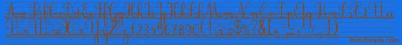 Seyesbde-Schriftart – Braune Schriften auf blauem Hintergrund