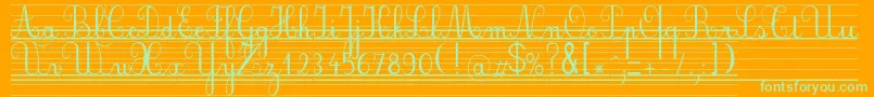 Seyesbde-Schriftart – Grüne Schriften auf orangefarbenem Hintergrund