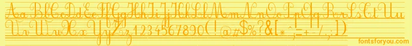 フォントSeyesbde – オレンジの文字が黄色の背景にあります。