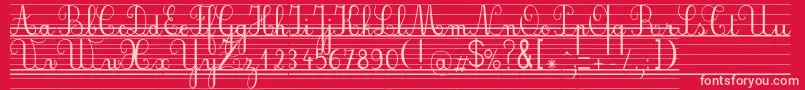 Seyesbde-Schriftart – Rosa Schriften auf rotem Hintergrund