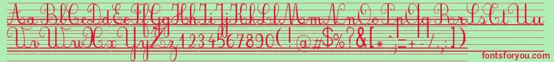 Seyesbde-Schriftart – Rote Schriften auf grünem Hintergrund