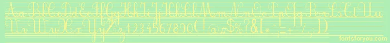 Seyesbde-Schriftart – Gelbe Schriften auf grünem Hintergrund