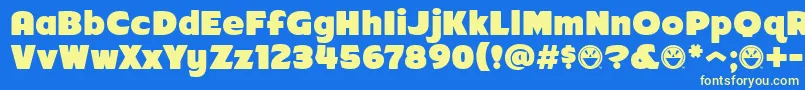 Arb218NbFinishedFreewareAt Font – Yellow Fonts on Blue Background