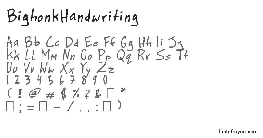 Fuente BighonkHandwriting - alfabeto, números, caracteres especiales