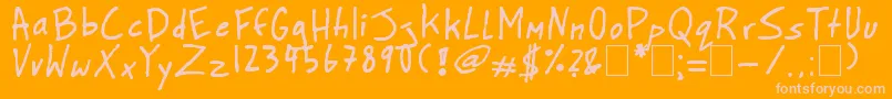 Czcionka BighonkHandwriting – różowe czcionki na pomarańczowym tle