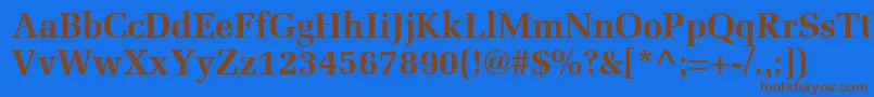 フォントProtocolSsiBold – 茶色の文字が青い背景にあります。