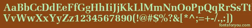 フォントProtocolSsiBold – 緑色の文字が茶色の背景にあります。