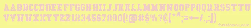 RhosDirnaith-fontti – vaaleanpunaiset fontit keltaisella taustalla