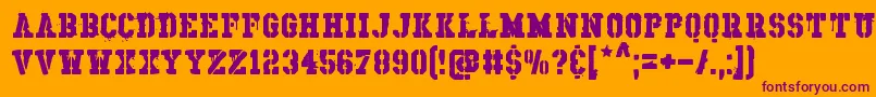 RhosDirnaith-Schriftart – Violette Schriften auf orangefarbenem Hintergrund