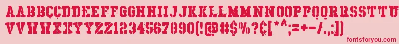 RhosDirnaith-Schriftart – Rote Schriften auf rosa Hintergrund