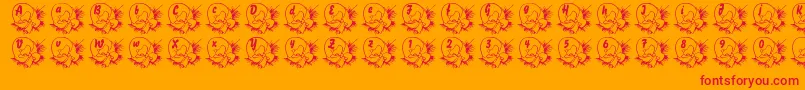 LmsBabyEgg-Schriftart – Rote Schriften auf orangefarbenem Hintergrund