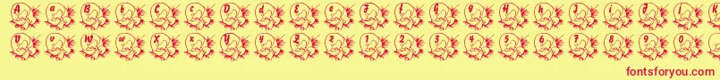 LmsBabyEgg-Schriftart – Rote Schriften auf gelbem Hintergrund