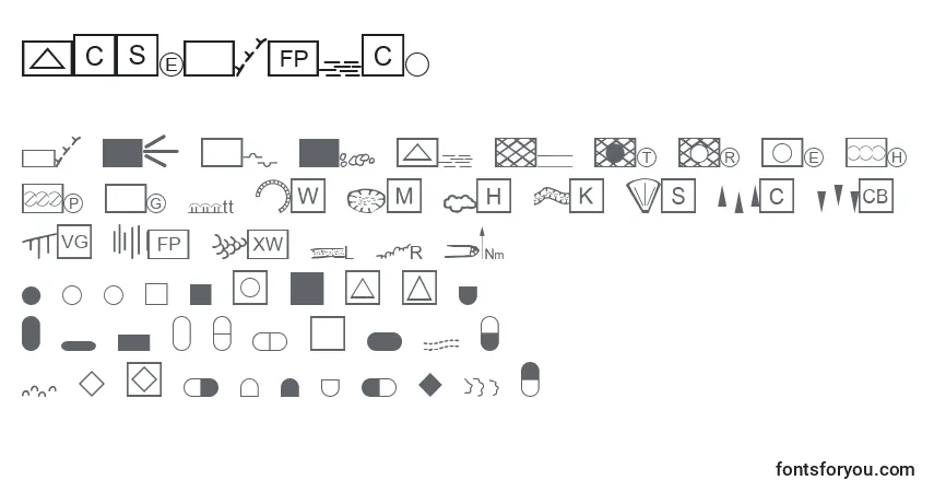 Schriftart EsriCaves3 – Alphabet, Zahlen, spezielle Symbole