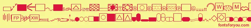 フォントEsriCaves3 – 赤い文字の黄色い背景
