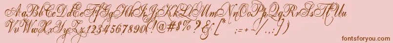 Eutemia-Schriftart – Braune Schriften auf rosa Hintergrund