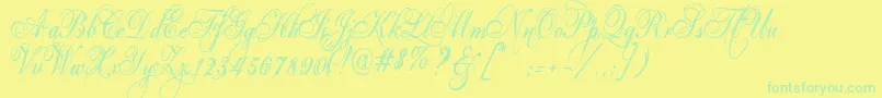 Eutemia Font – Green Fonts on Yellow Background