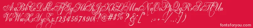 Eutemia-Schriftart – Rosa Schriften auf rotem Hintergrund