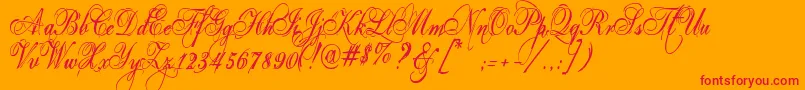 Eutemia Font – Red Fonts on Orange Background