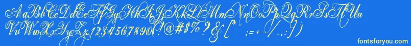 Eutemia Font – Yellow Fonts on Blue Background