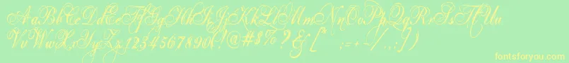 Eutemia Font – Yellow Fonts on Green Background