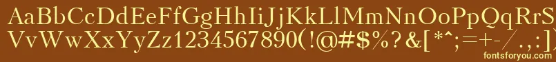 Kudrashovctt-fontti – keltaiset fontit ruskealla taustalla