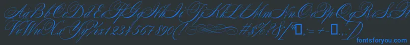 Mozart Font – Blue Fonts on Black Background