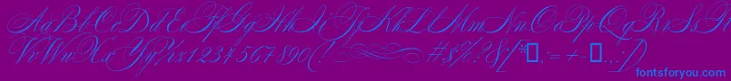 Mozart-Schriftart – Blaue Schriften auf violettem Hintergrund