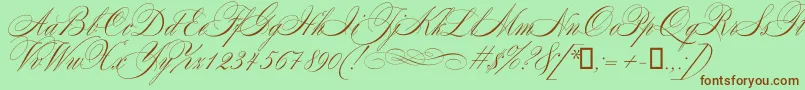 Mozart Font – Brown Fonts on Green Background