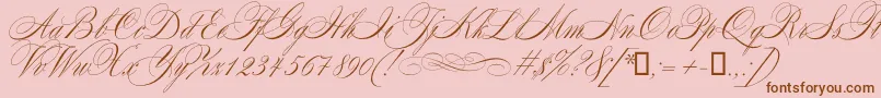 Mozart-Schriftart – Braune Schriften auf rosa Hintergrund