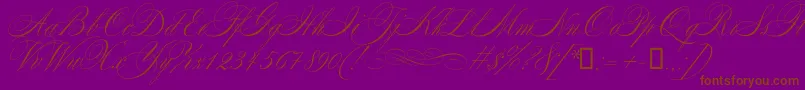 Mozart-Schriftart – Braune Schriften auf violettem Hintergrund