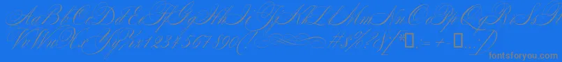 Mozart-Schriftart – Graue Schriften auf blauem Hintergrund